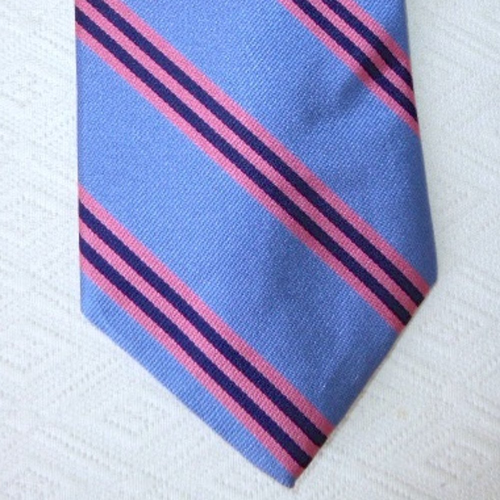 BROOKS BROTHERS Blue pink stripes ENGLISH SILK TIE